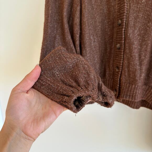 Project Social T Piece of My Heart Textured Button Front Cardigan Brown M - Picture 10 of 10